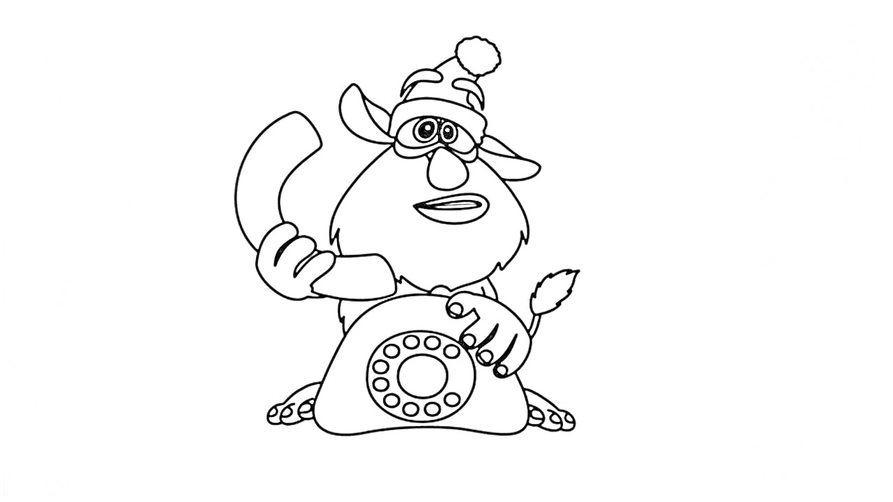 Раскраска Буба с телефоном