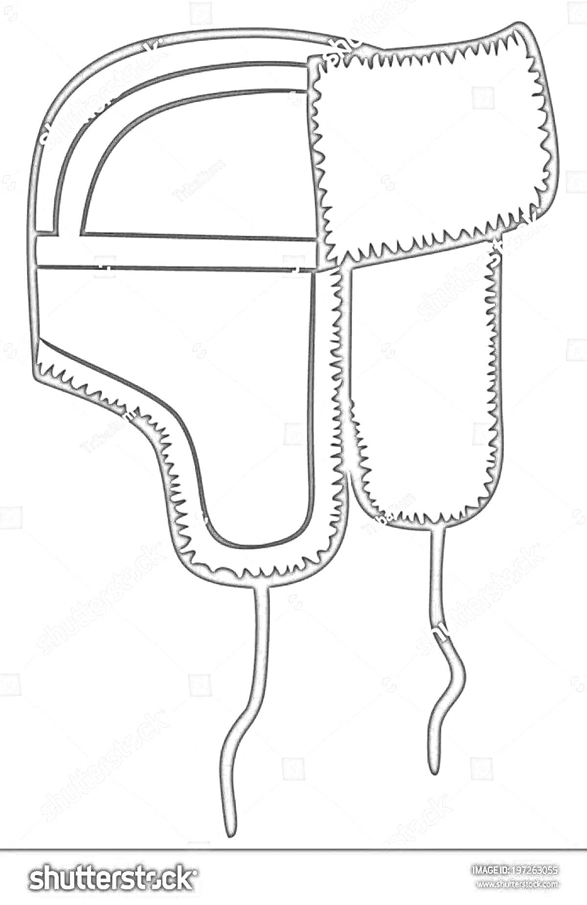 Раскраска Шапка ушанка с меховой отделкой и завязками