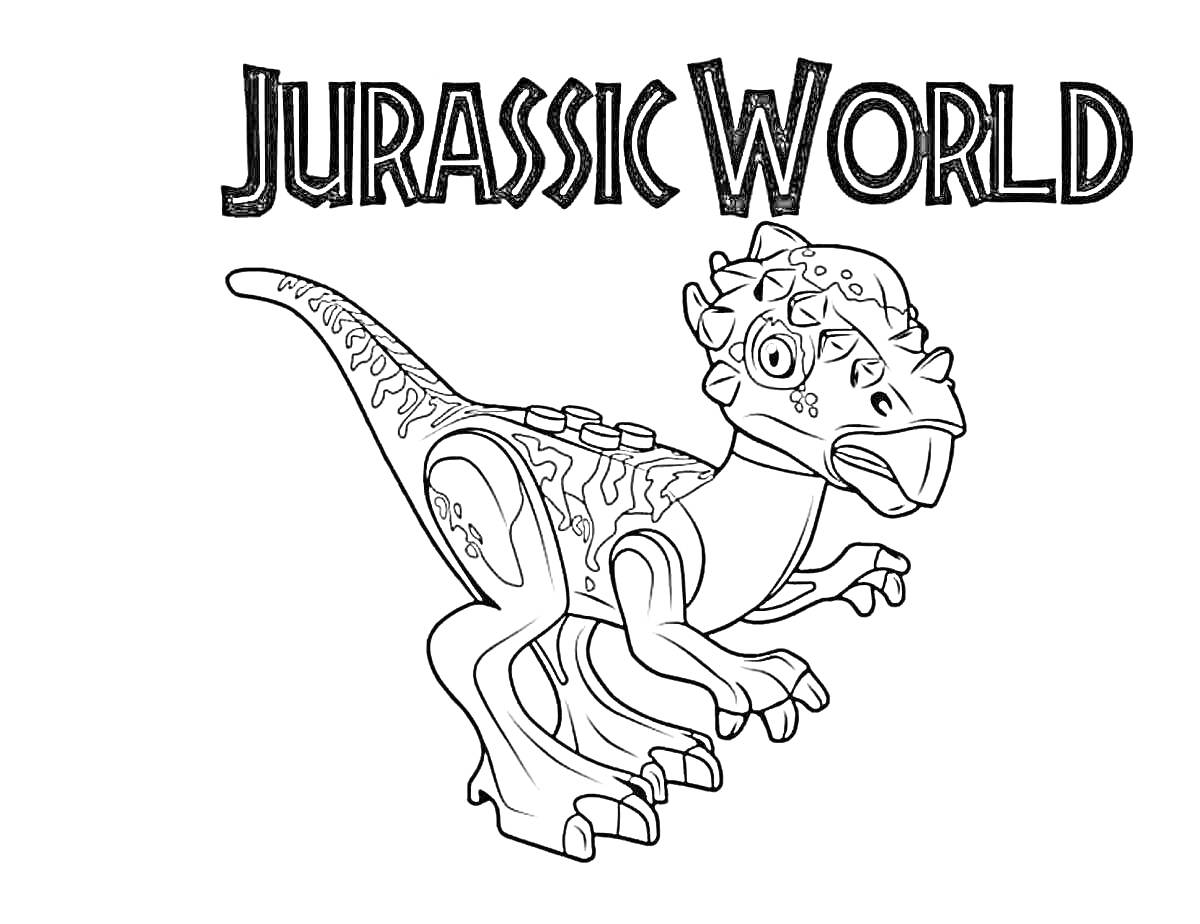 На раскраске изображено: Динозавр, Мир Юрского периода, Для детей, Логотипы, Древние животные