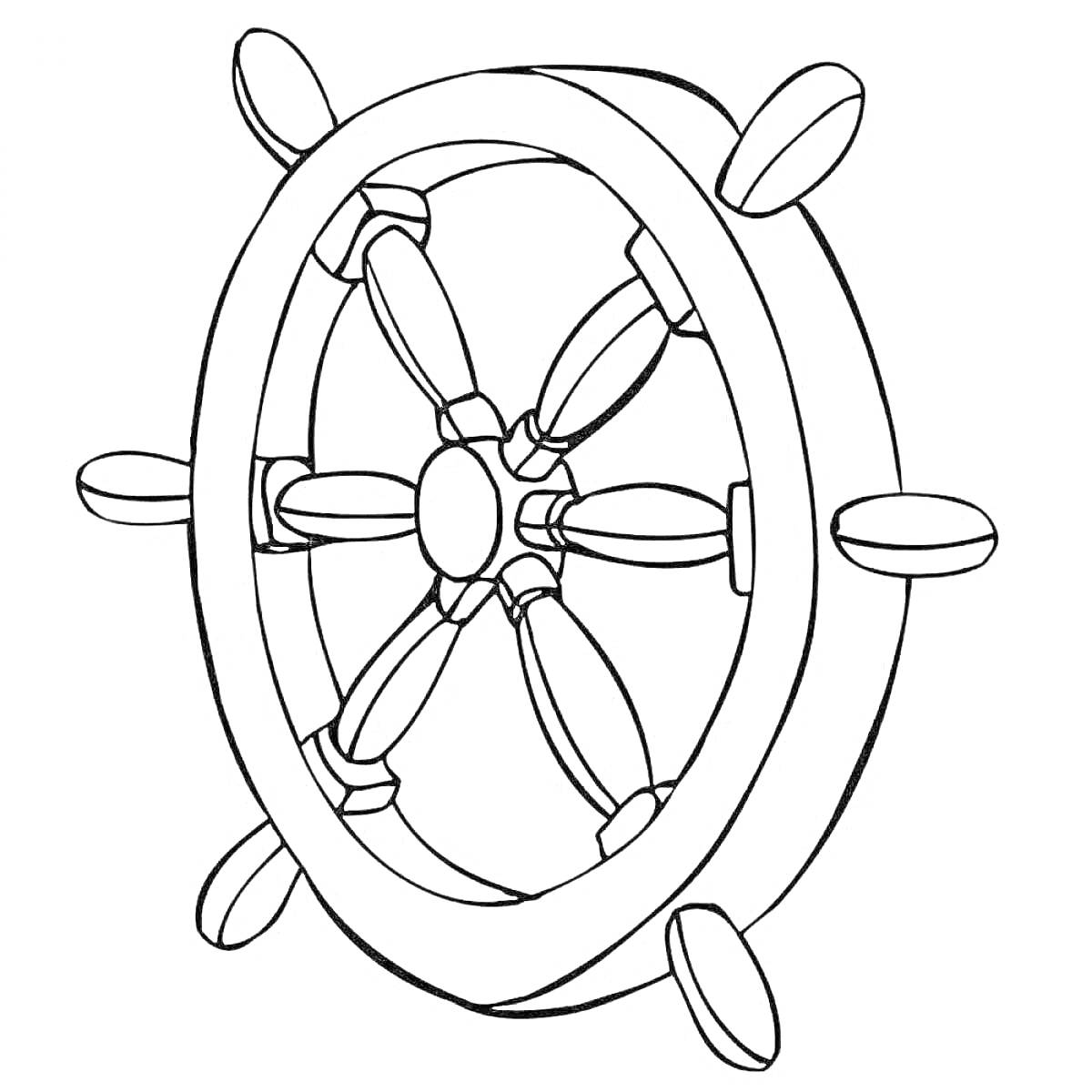 На раскраске изображено: Руль, Штурвал, Корабль, Море, Для детей, Весло, Кольцо, Краски