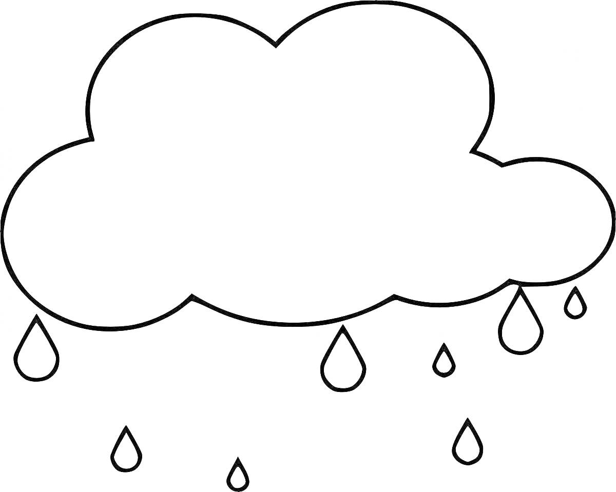 Раскраска Туча с каплями дождя