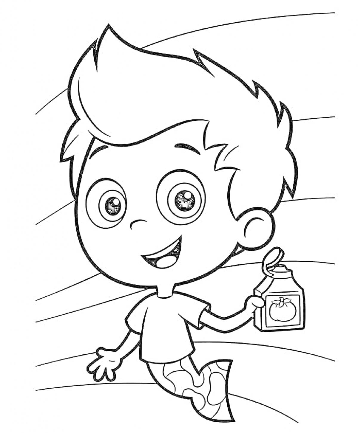 На раскраске изображено: Мальчик, Русалка, Банка, Море, Мультипликационный персонаж