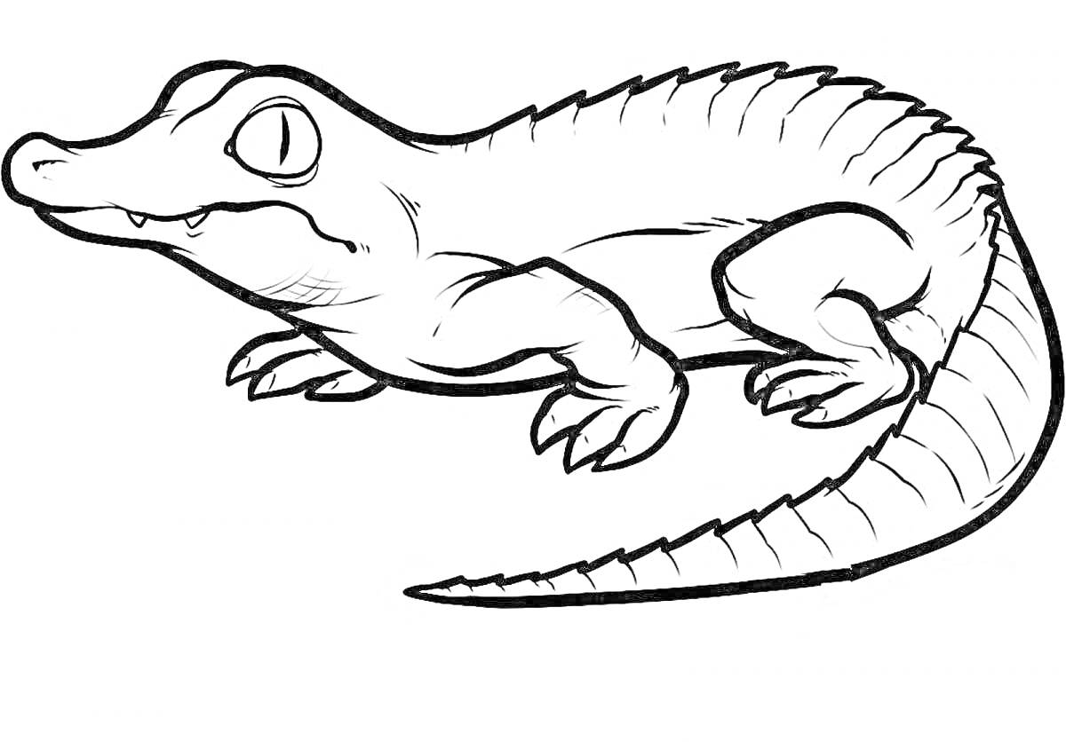 На раскраске изображено: Крокодил, Животные, Для детей, Контурные рисунки, Рептилии