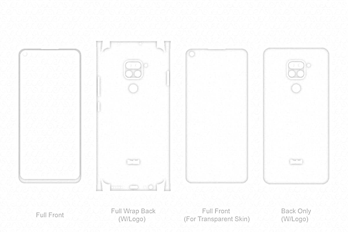 Раскраска для телефонов Xiaomi с элементами: полная передняя, полная задняя с логотипом, полная передняя (для прозрачной кожи), задняя только с логотипом