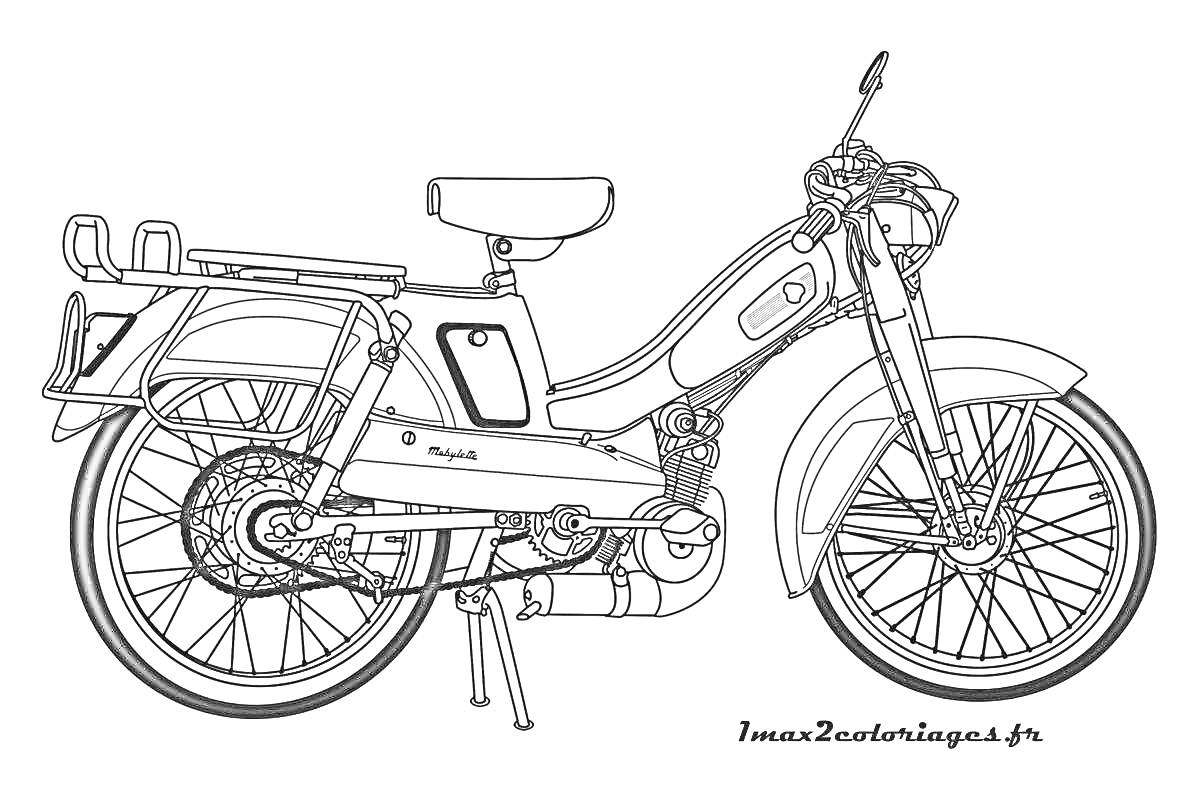 Раскраска Мопед Альфа с багажником и подножкой