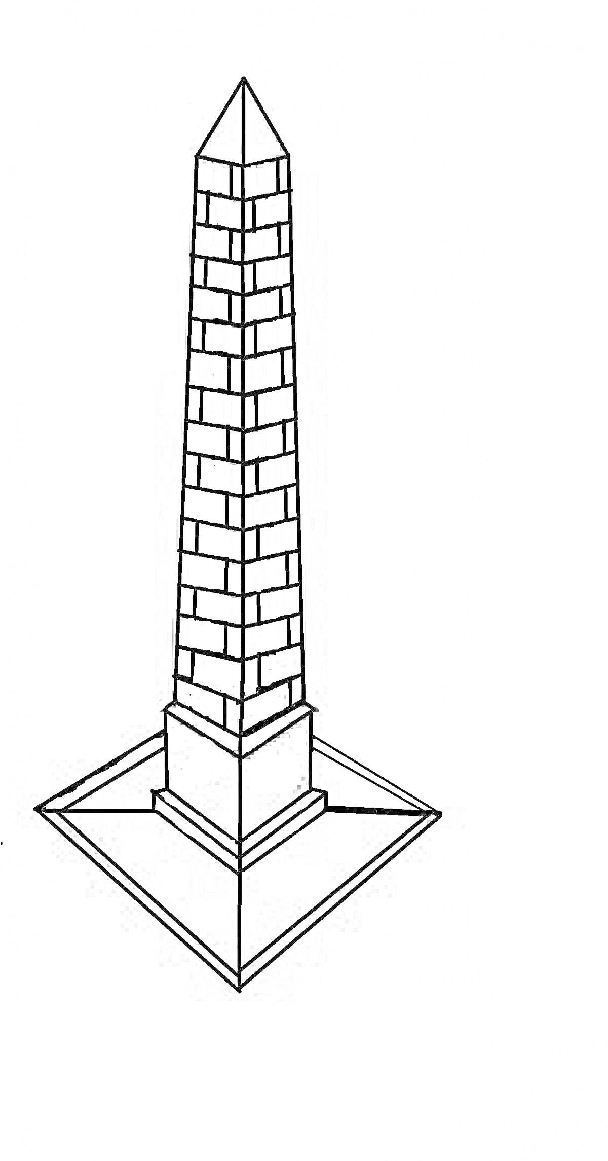 На раскраске изображено: Обелиск, Постамент, Камни, Монумент