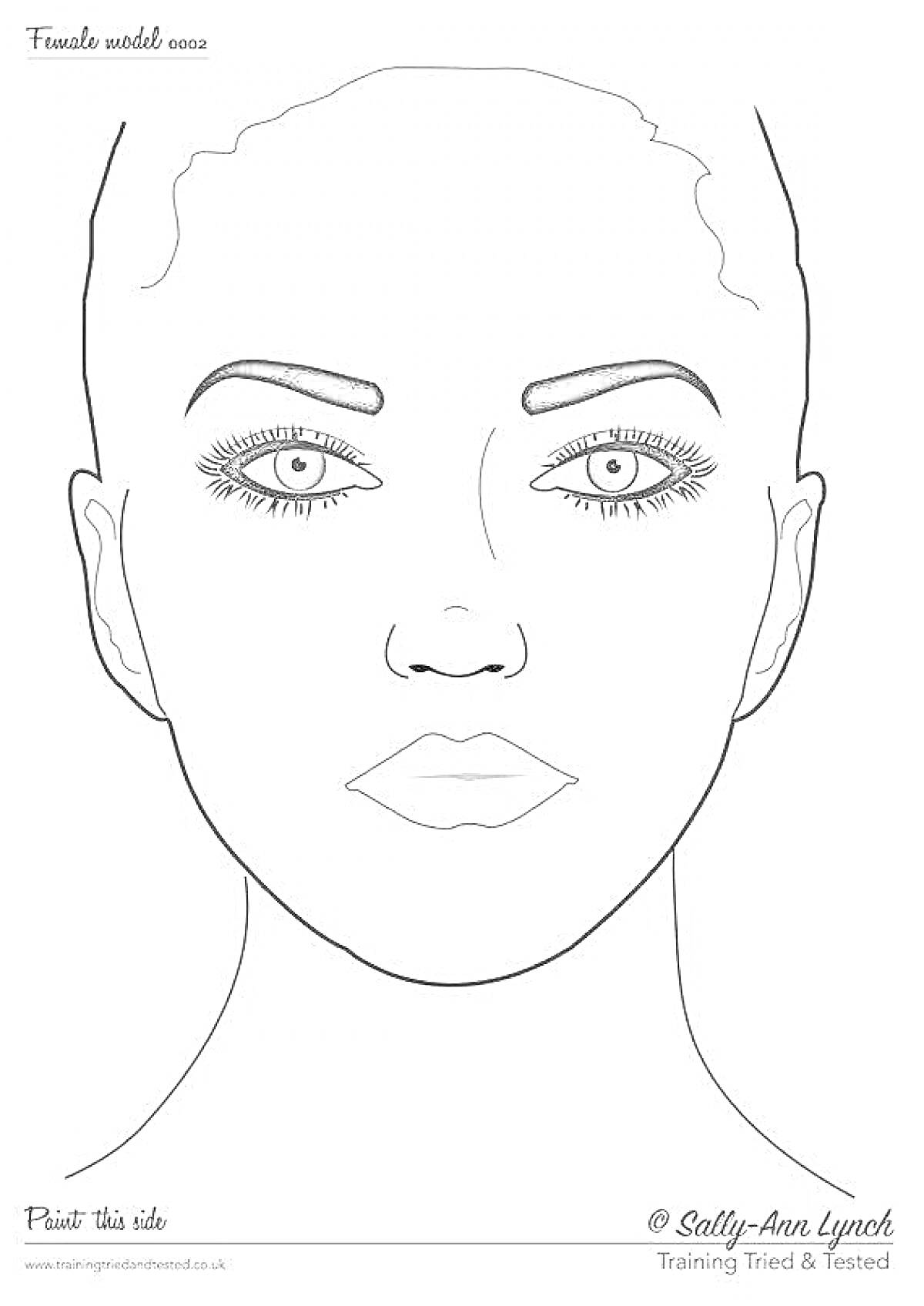 Раскраска Лицо для макияжа с акцентом на глаза и губы