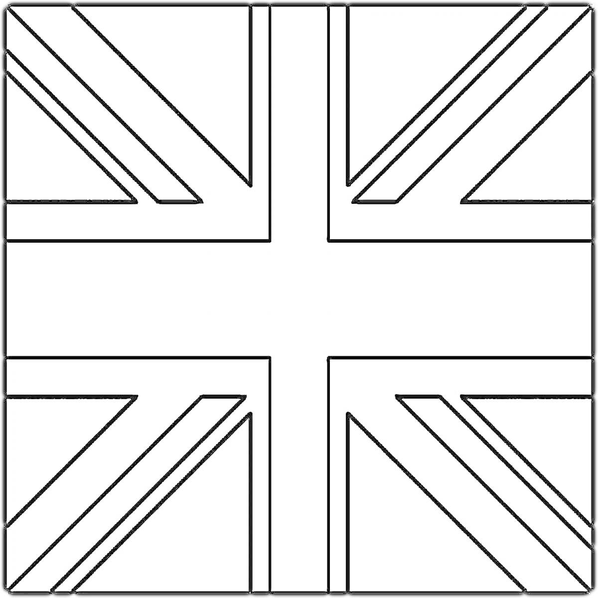 Раскраска Контур флага Англии с элементами пересекающихся параллельных линий и перекрестий