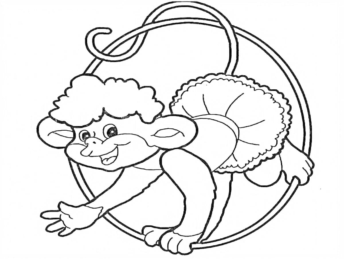 На раскраске изображено: Обруч, Животные