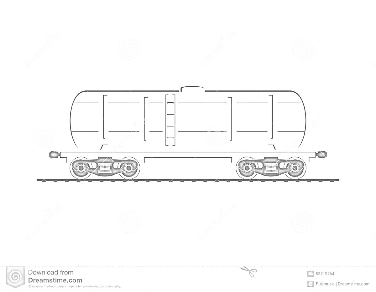 Раскраска Железнодорожная цистерна на рельсах