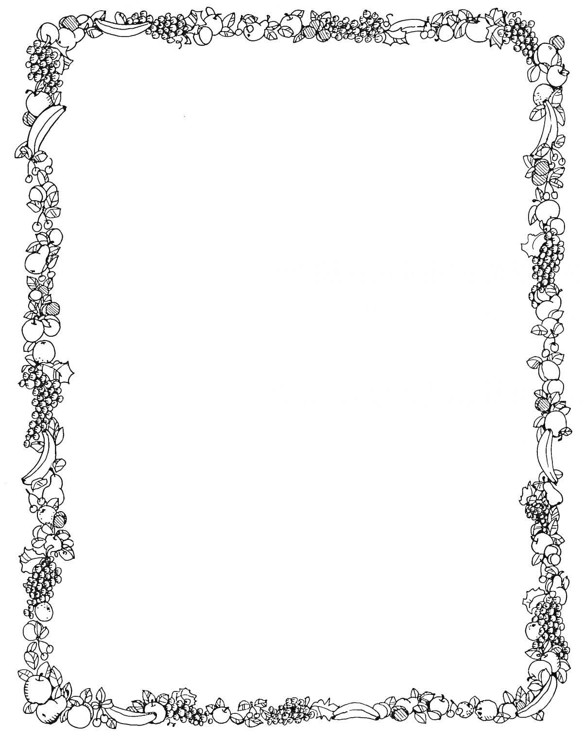 Раскраска Рамка для текста с новогодними украшениями, еловыми ветками и игрушками