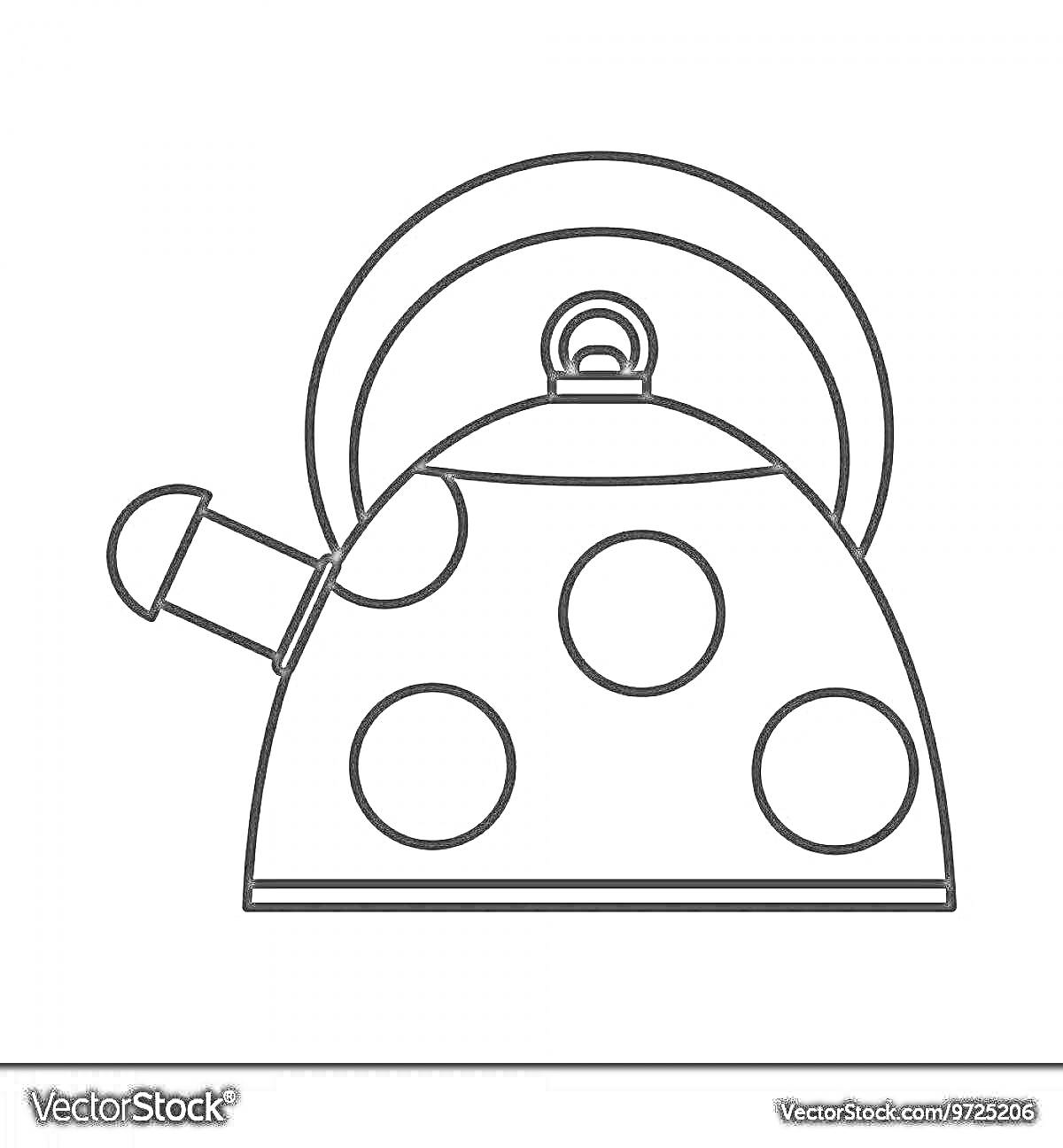 Раскраска Чайник с кругами и ручкой