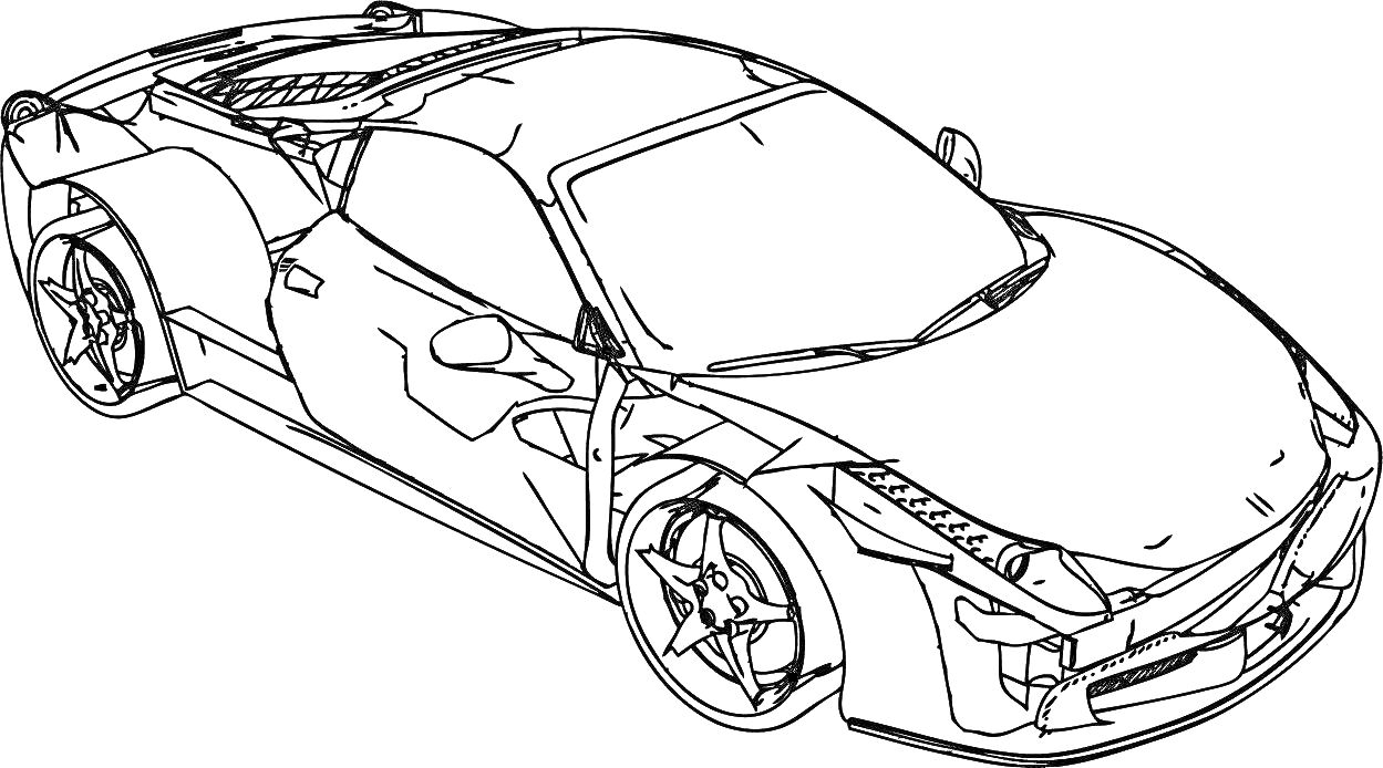 Раскраска Спортивный автомобиль Феррари с открытым верхом