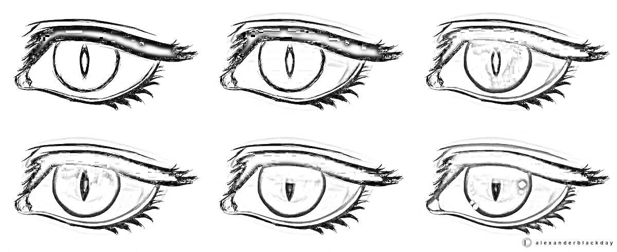 Раскраска Шесть видов детализированных глаз из Gacha Club