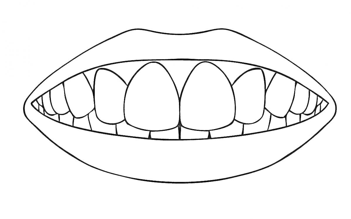 Раскраска Рот с зубами
