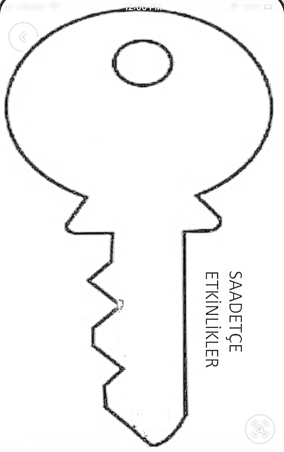 Раскраска Контур ключа с надписью 