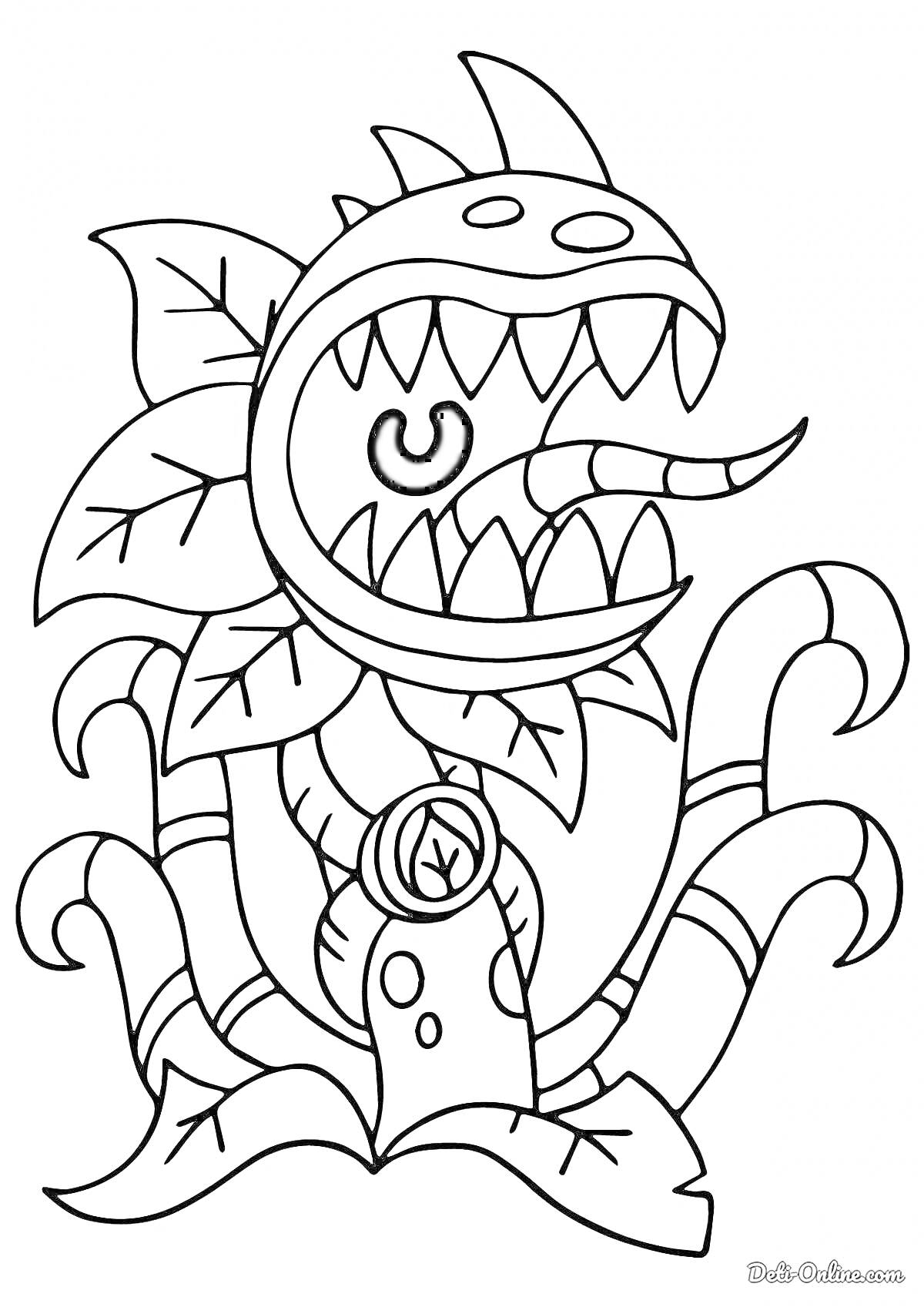 На раскраске изображено: Зубы, Листья, Игра