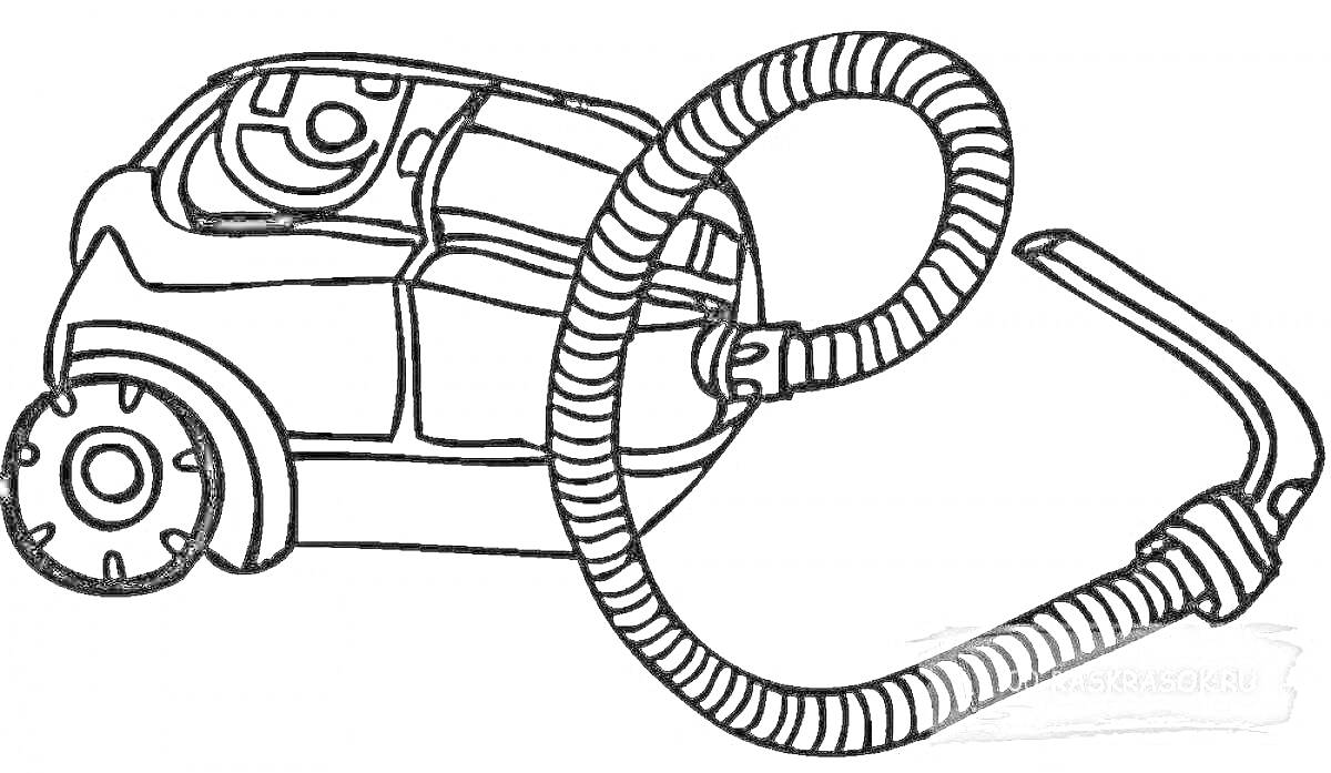 Раскраска Пылесос с шлангом и насадкой