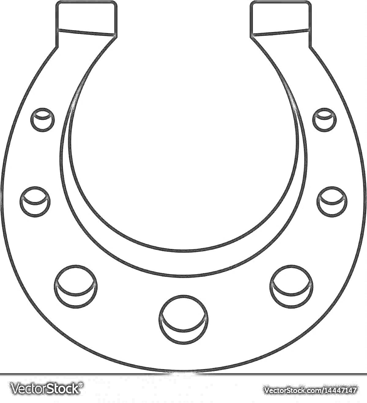 На раскраске изображено: Подкова, Гвозди, Удача, Лошадь, Обувь