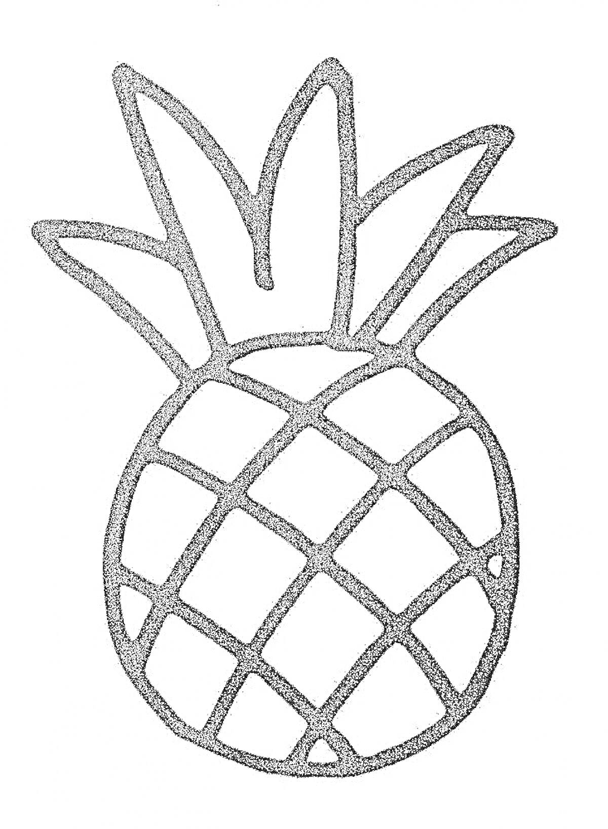 Раскраска Ананас с листьями