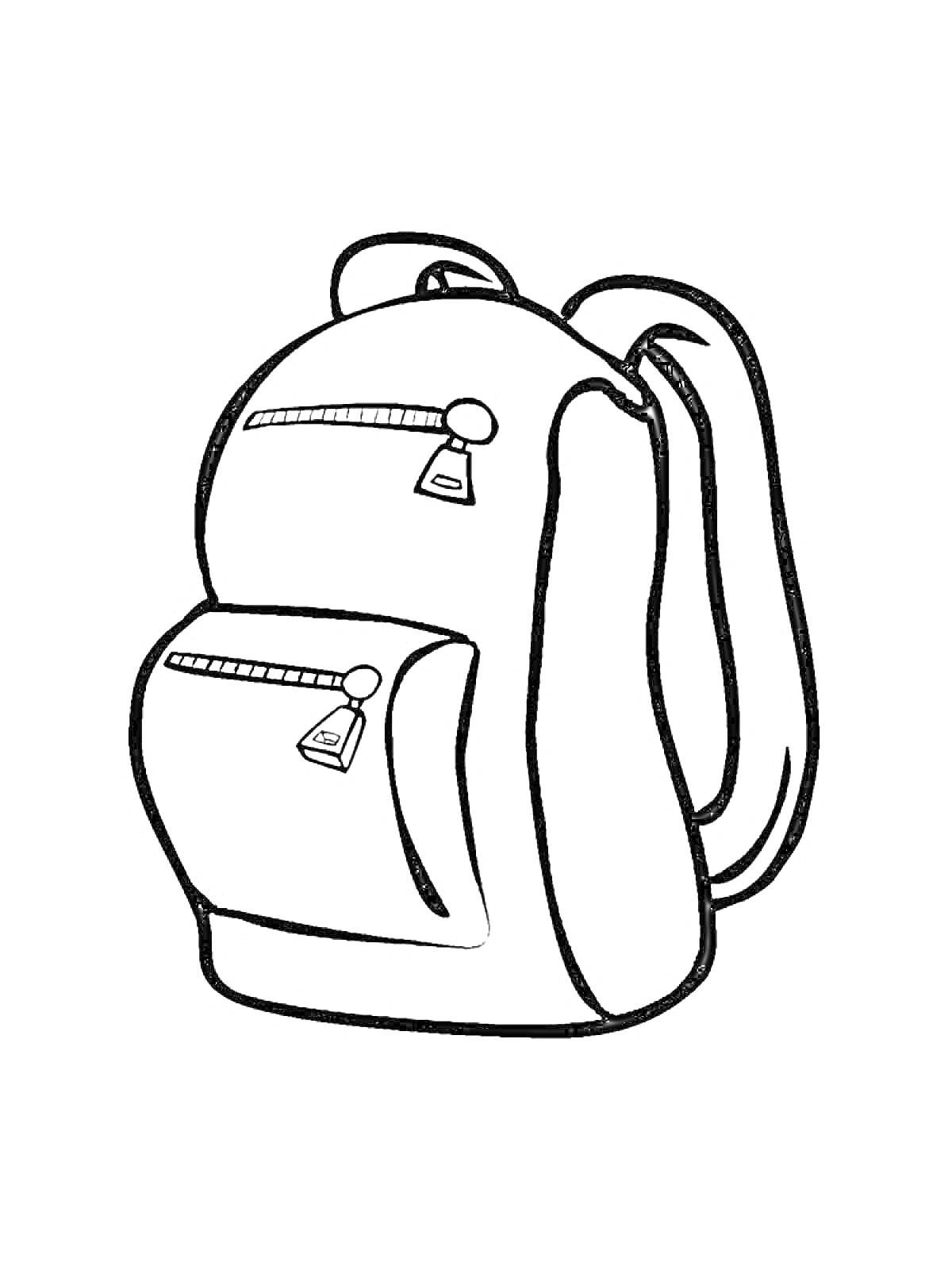 Раскраска Рюкзак с двумя карманами на молнии