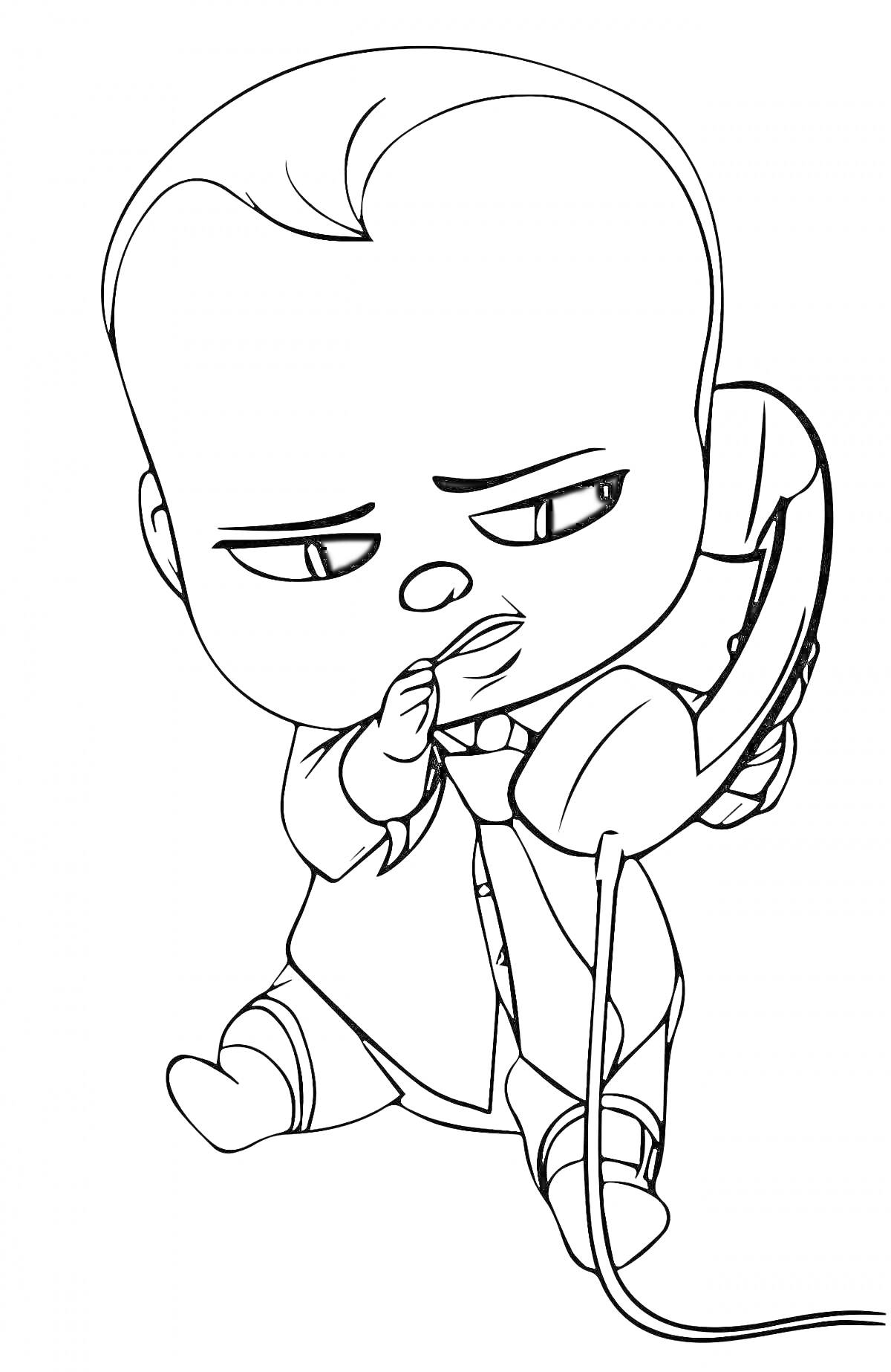 На раскраске изображено: Телефон, Костюм