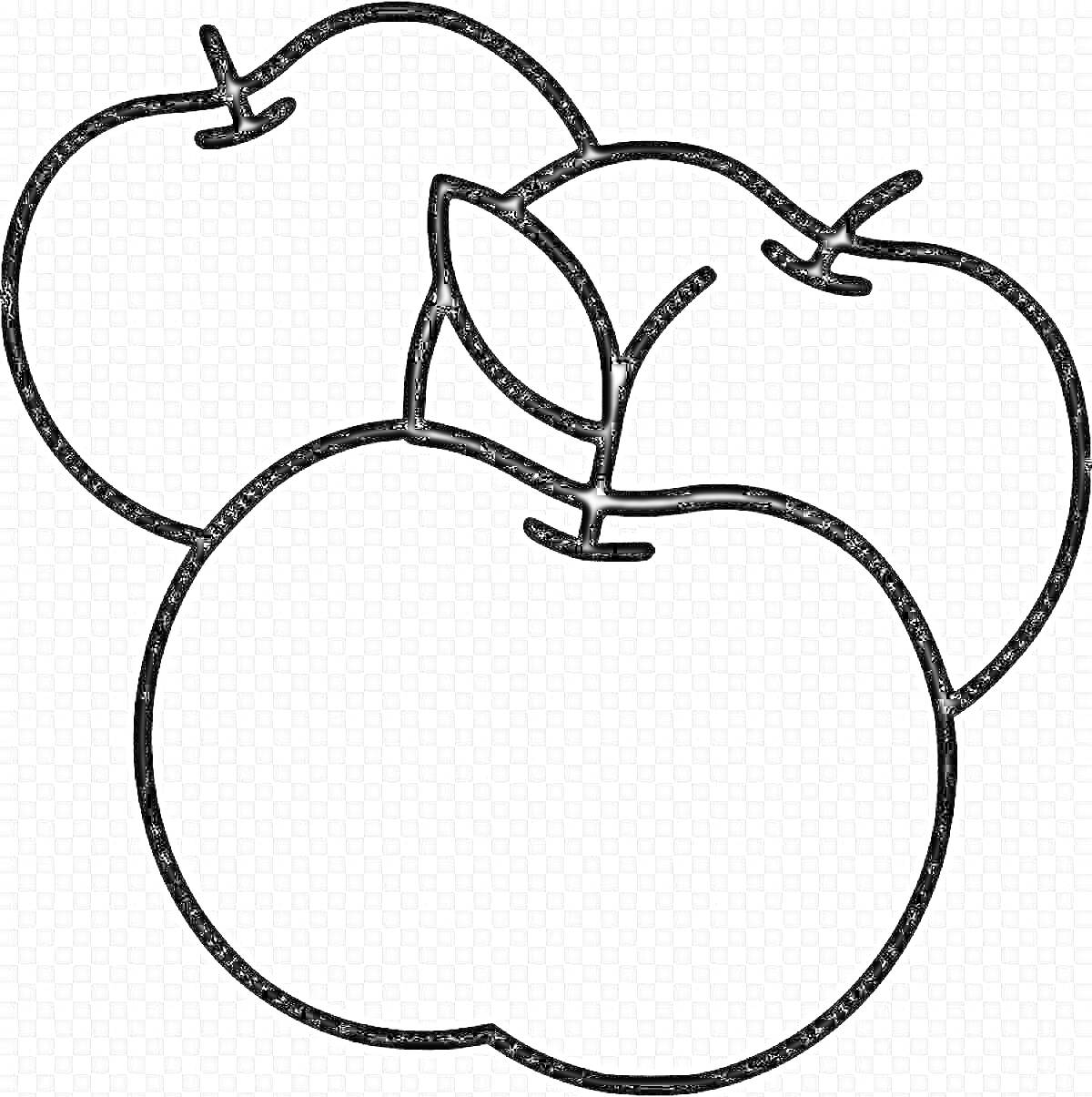 Раскраска Раскраска для детей с тремя яблоками на прозрачном фоне