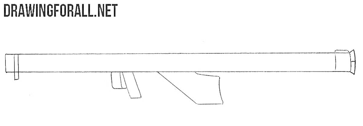 На раскраске изображено: Базука, Оружие, Длинный ствол, Рукоятка, Прицел, Военная техника