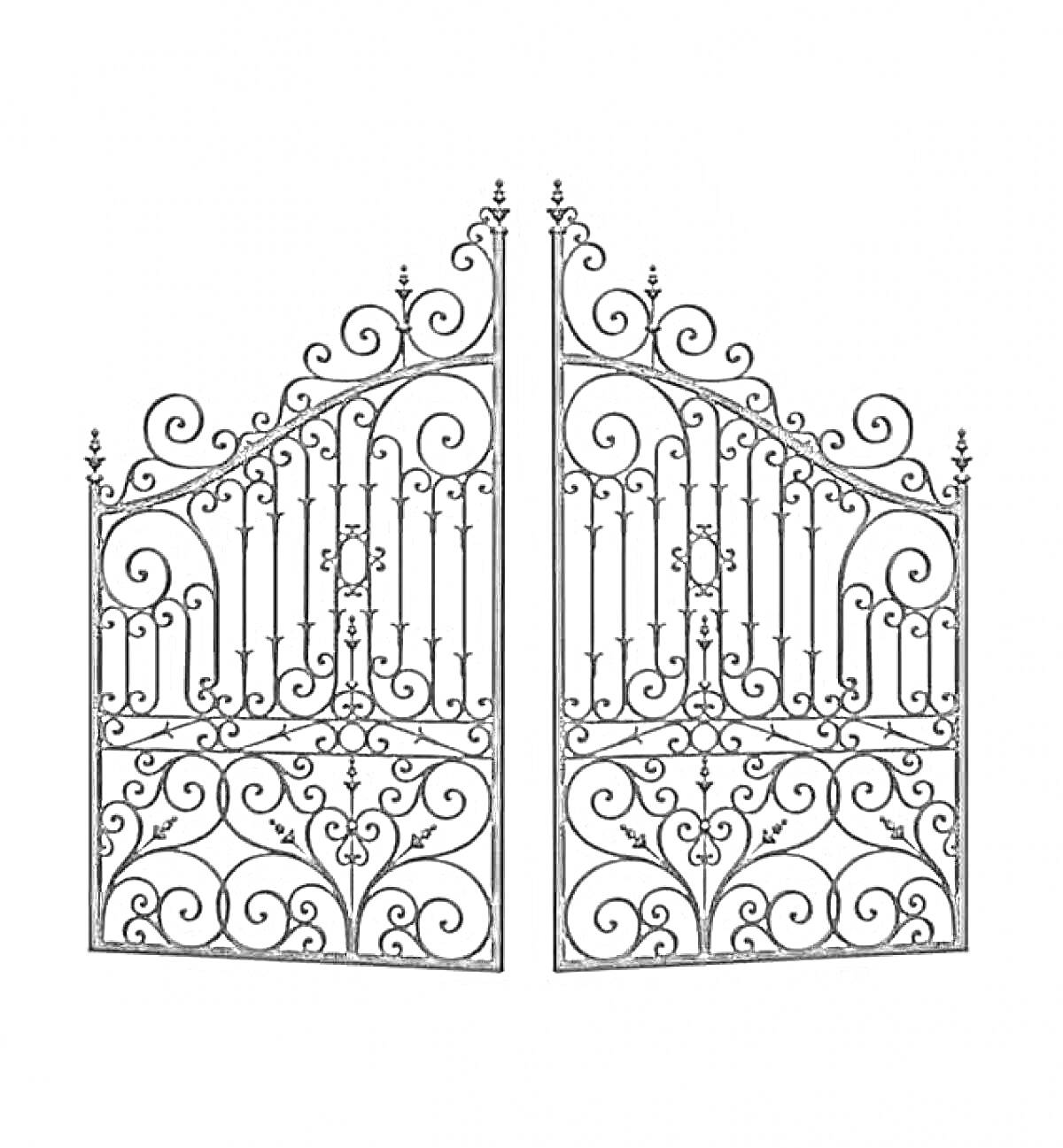 Раскраска Ворота с узорами и завитками