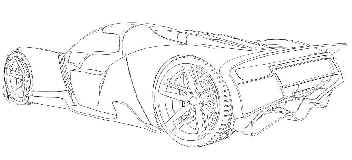 На раскраске изображено: Будущее, Суперкар, Спортивный автомобиль, Диски, Аэродинамика, Концепт-кар, Транспорт, Автомобильный дизайн
