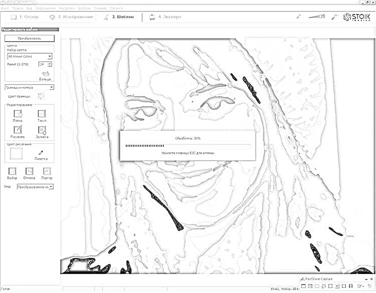Раскраска Программа для раскраски по номерам с изображением улыбающейся девушки в шляпе