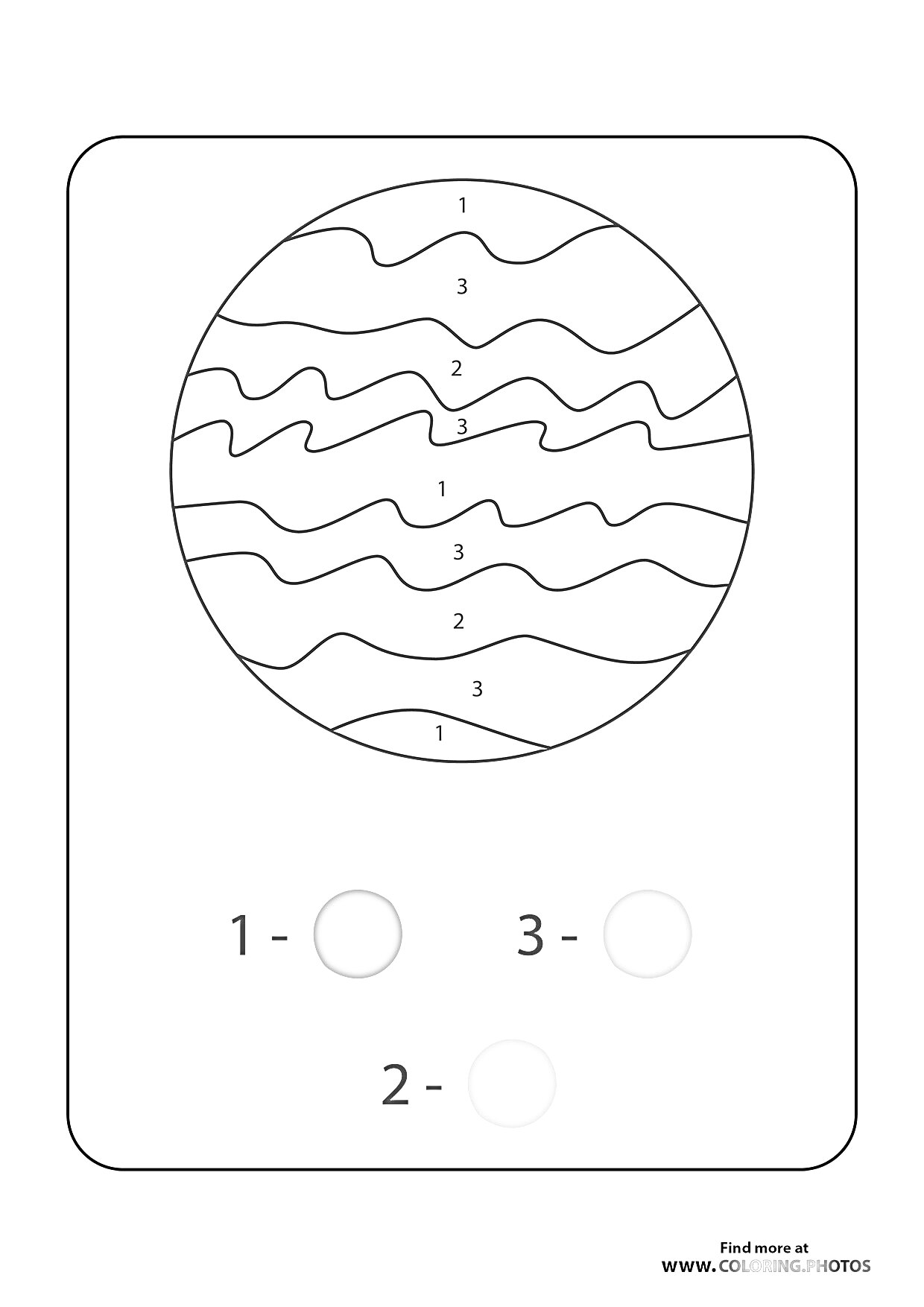 Планета с волнистыми линиями, раскраска по номерам