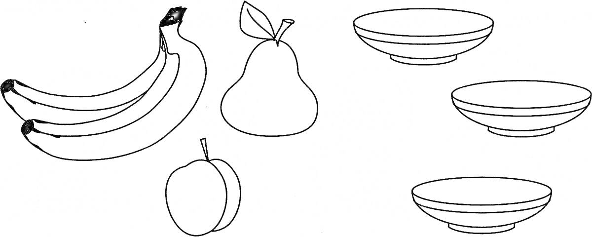 На раскраске изображено: Тарелка, Персик, Фрукты, Для малышей, Овощи, Питание