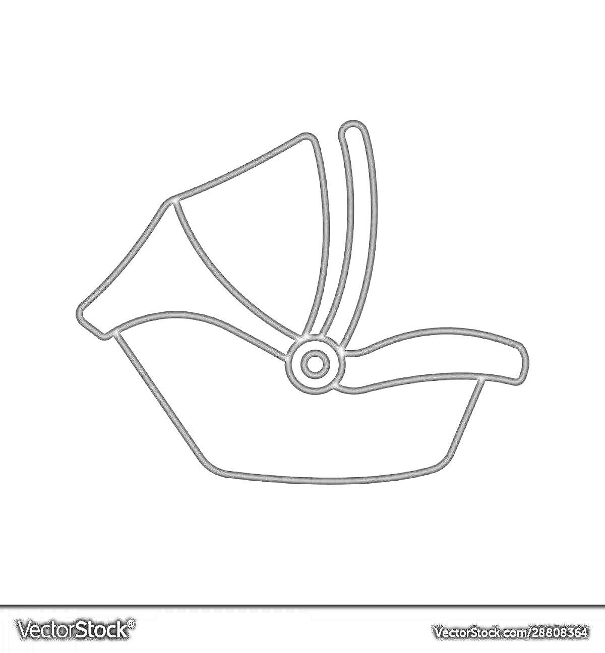 Раскраска Черно-белое изображение автокресла с подвижной ручкой и козырьком