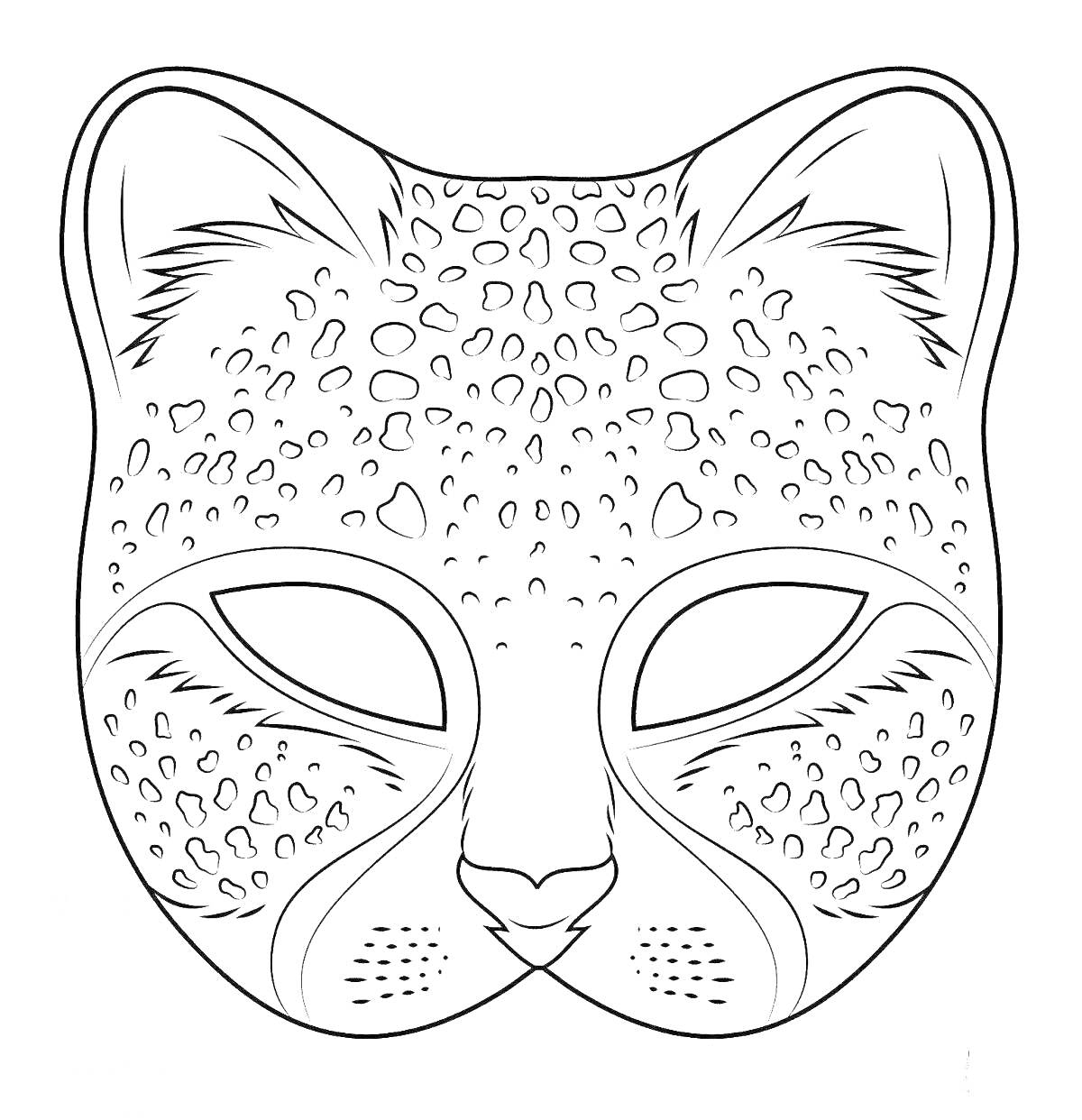 Раскраска Маска леопарда с пятнами и прорезями для глаз