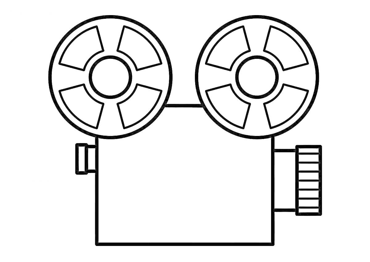 Раскраска Винтажная видеокамера с двумя катушками и объективом