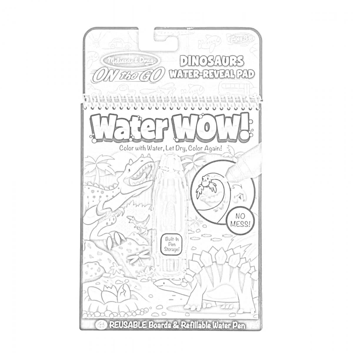 Раскраска Раскраска Water WOW! On the Go: Dinosaurs Water-Reveal Pad