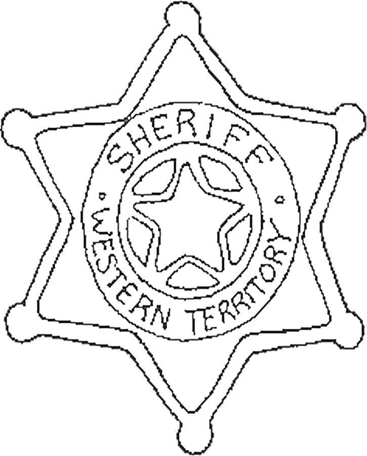 Раскраска Значок шерифа с надписью 