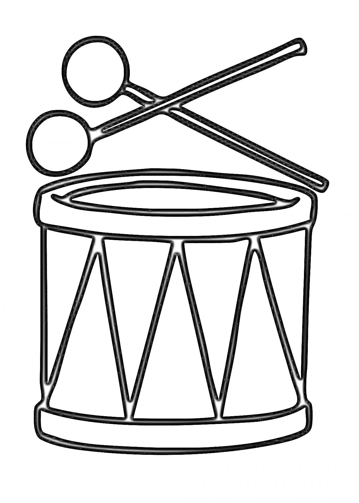 Раскраска Барабан с палочками