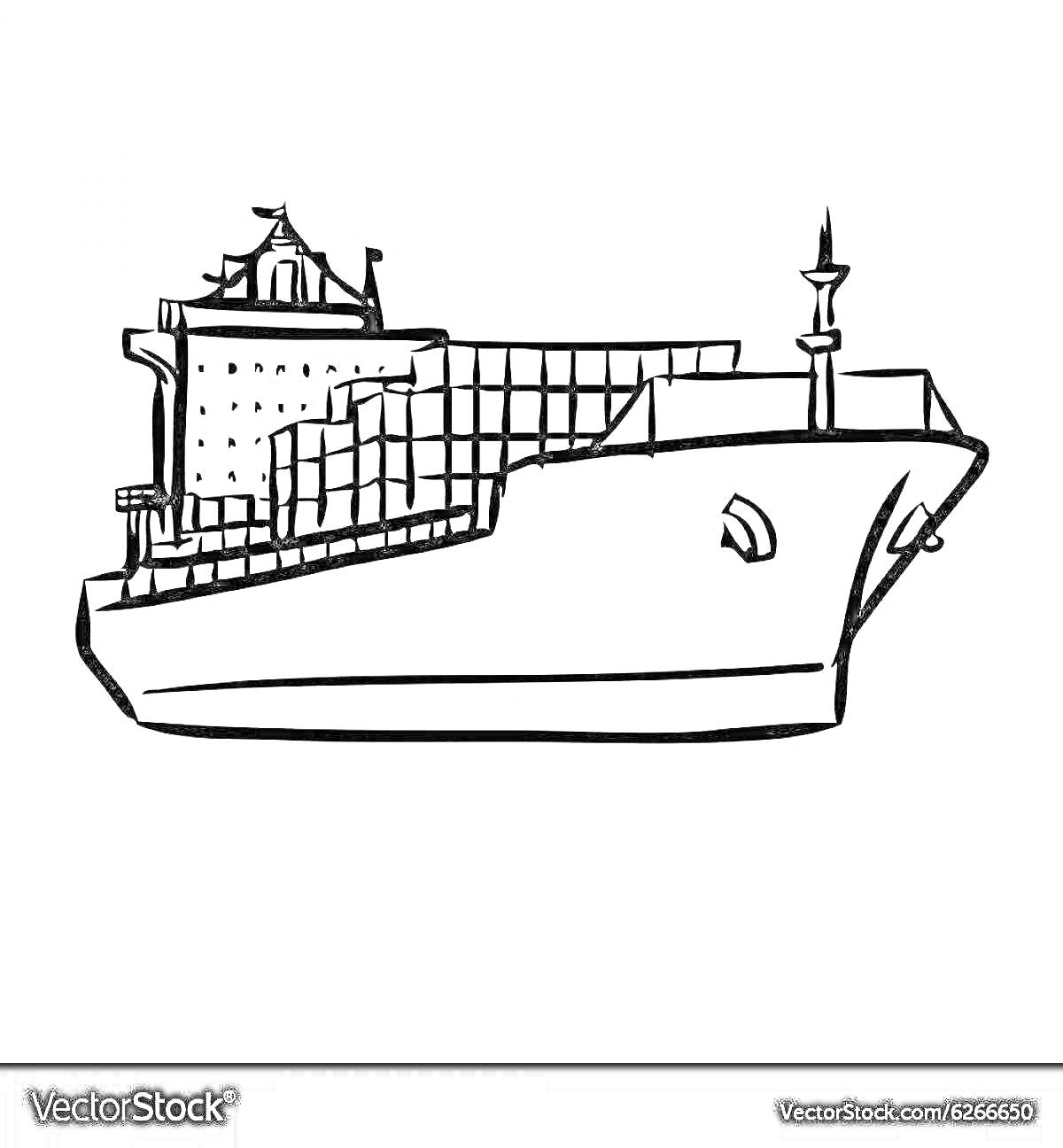 На раскраске изображено: Контейнеровоз, Корабль, Судно, Морской транспорт, Палуба, Моряк