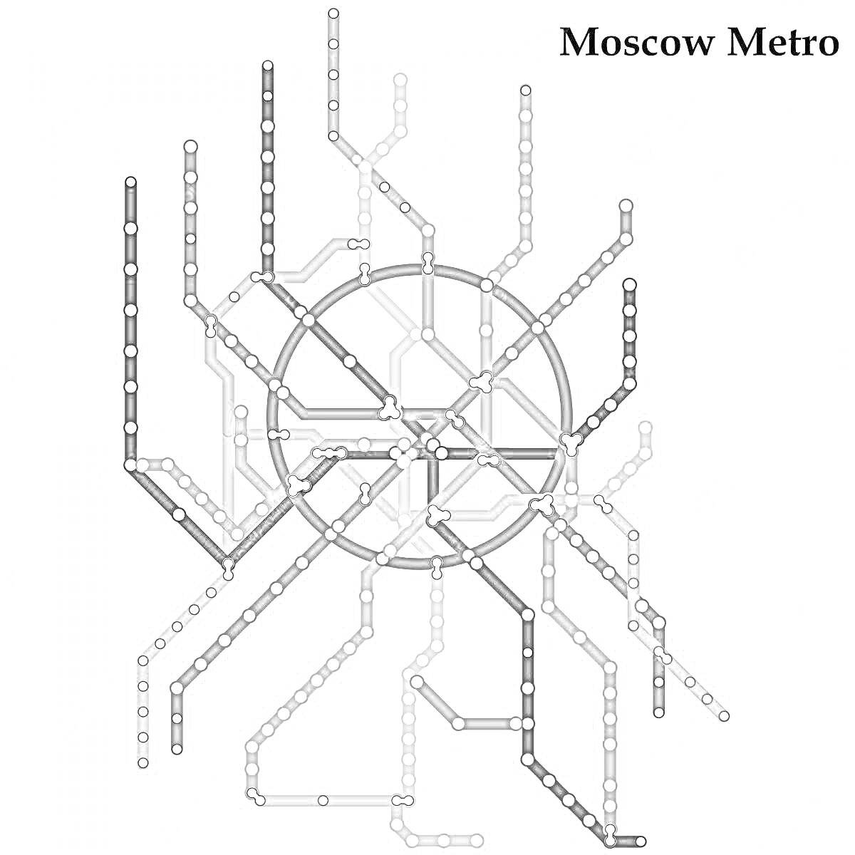 На раскраске изображено: Схема метро, Линии, Станции, Метро, Транспорт, Карта, Москва