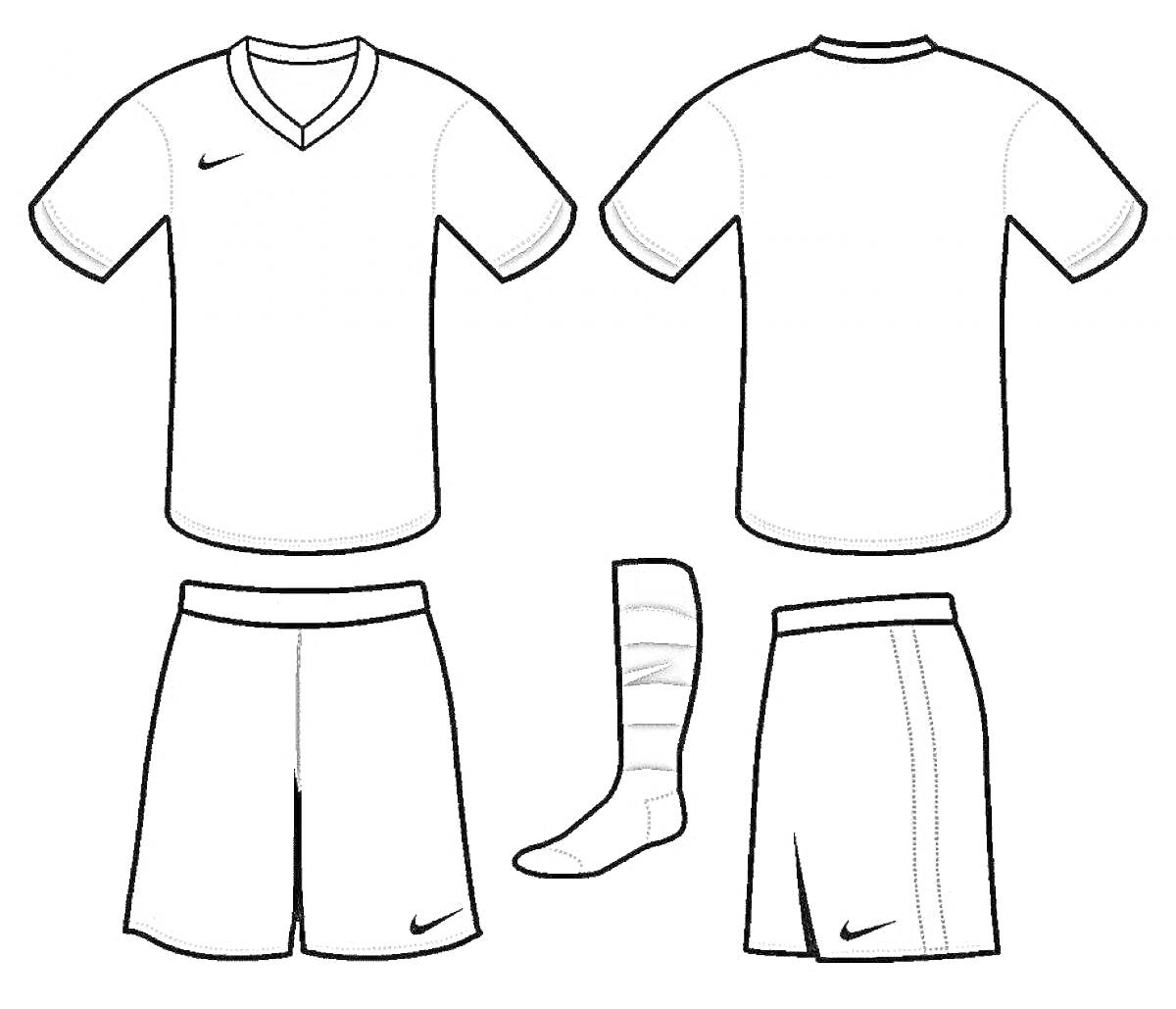 На раскраске изображено: Футбольная форма, Шорты, Спортивная одежда, Спорт