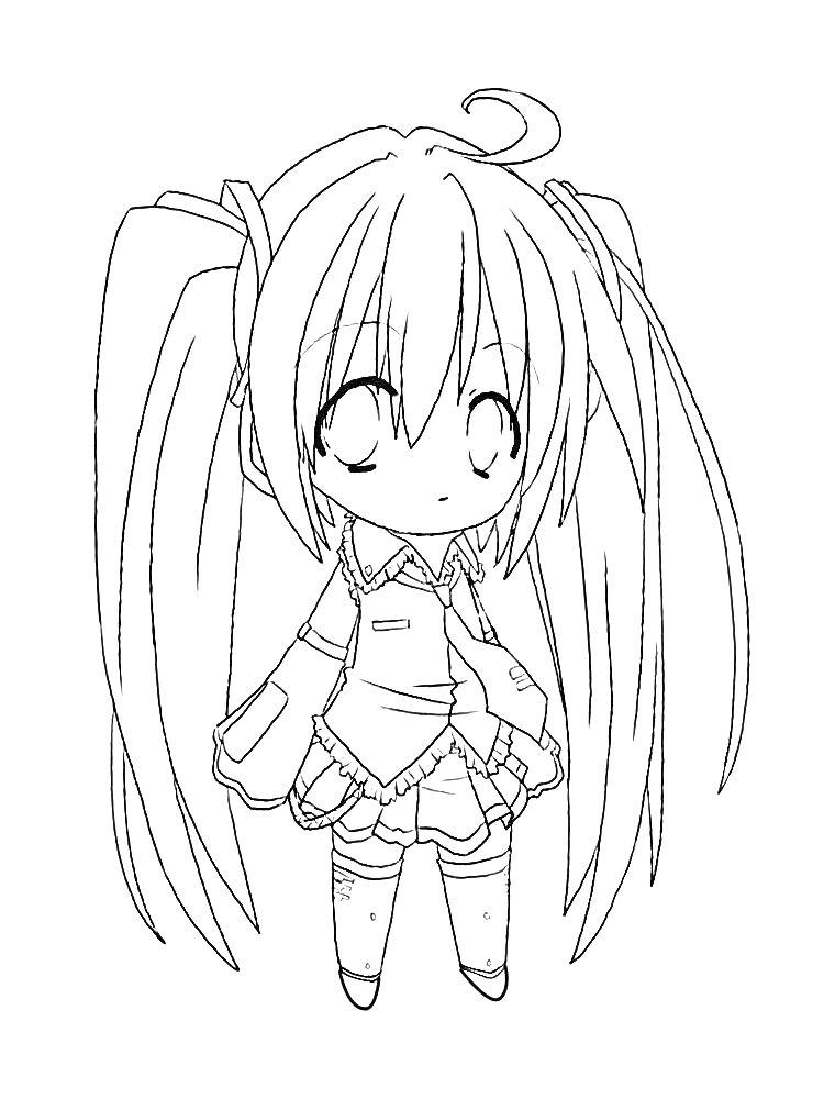 Раскраска Девочка с длинными волосами, в школьной форме, аниме стиль