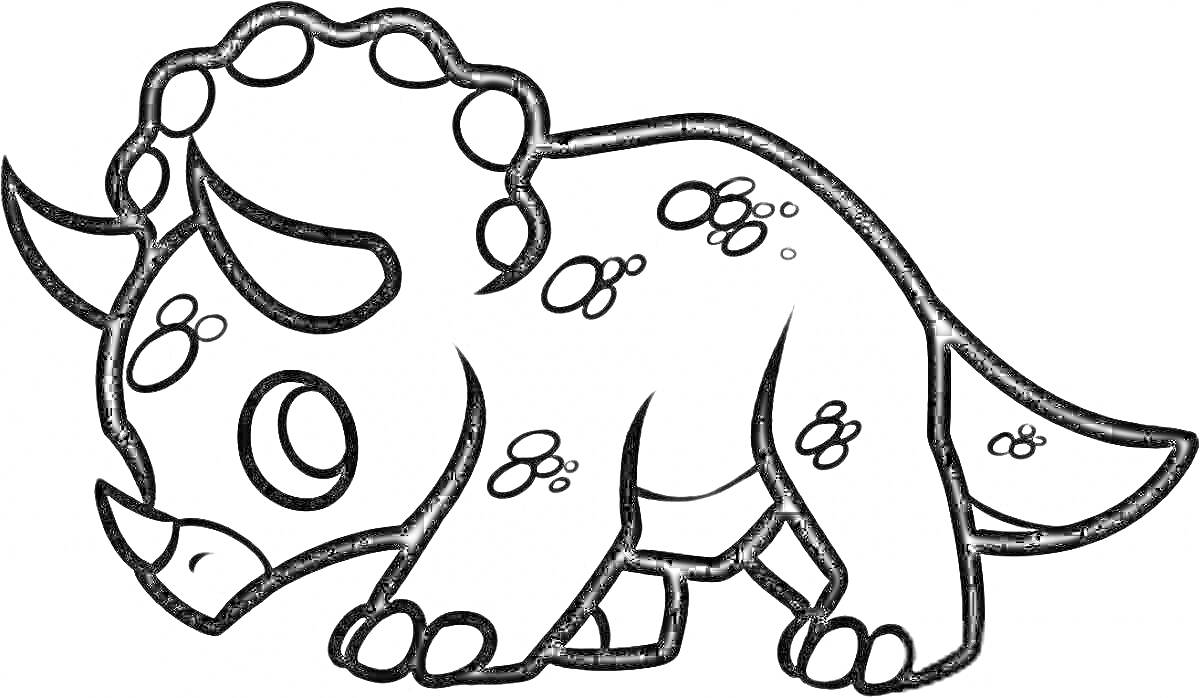 На раскраске изображено: Динозавр, Трицератопс