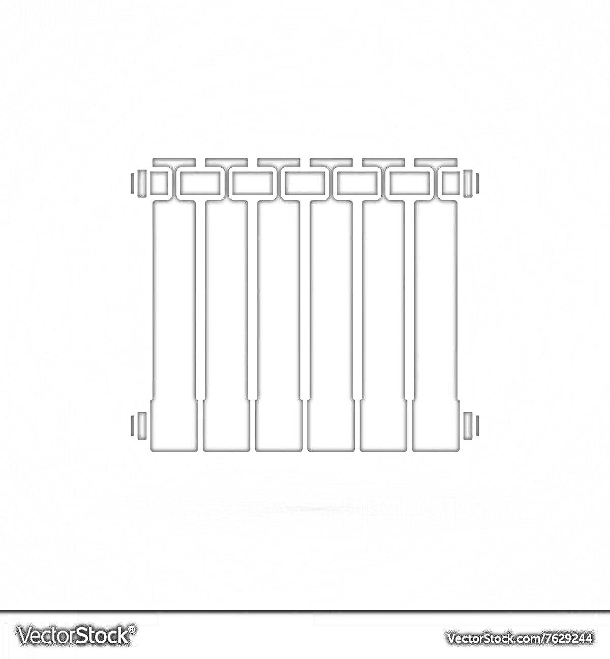 Раскраска Радиатор отопления с пятью секциями