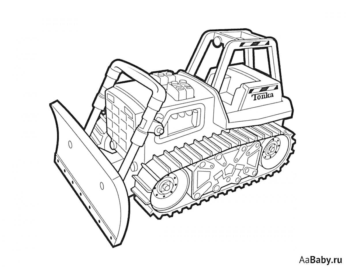 Раскраска Бульдозер с гусеничным приводом и кабиной