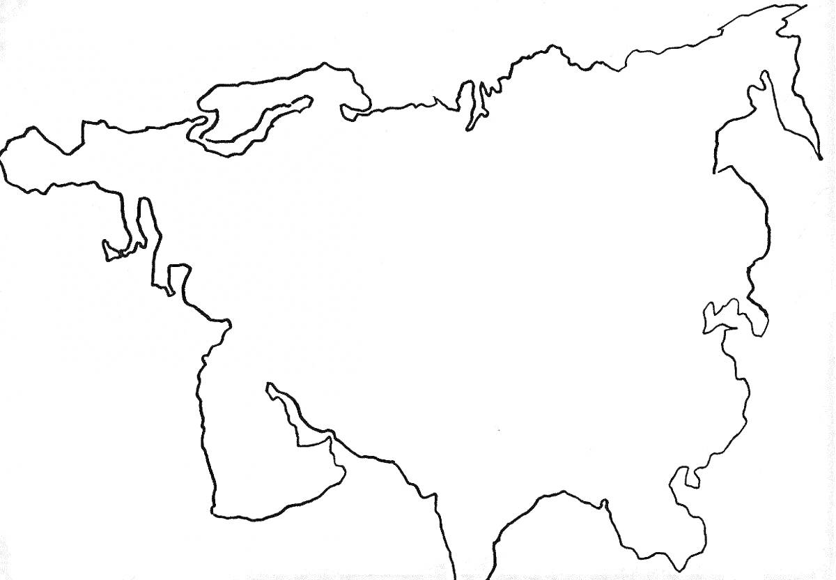 Раскраска Контурная карта Азии