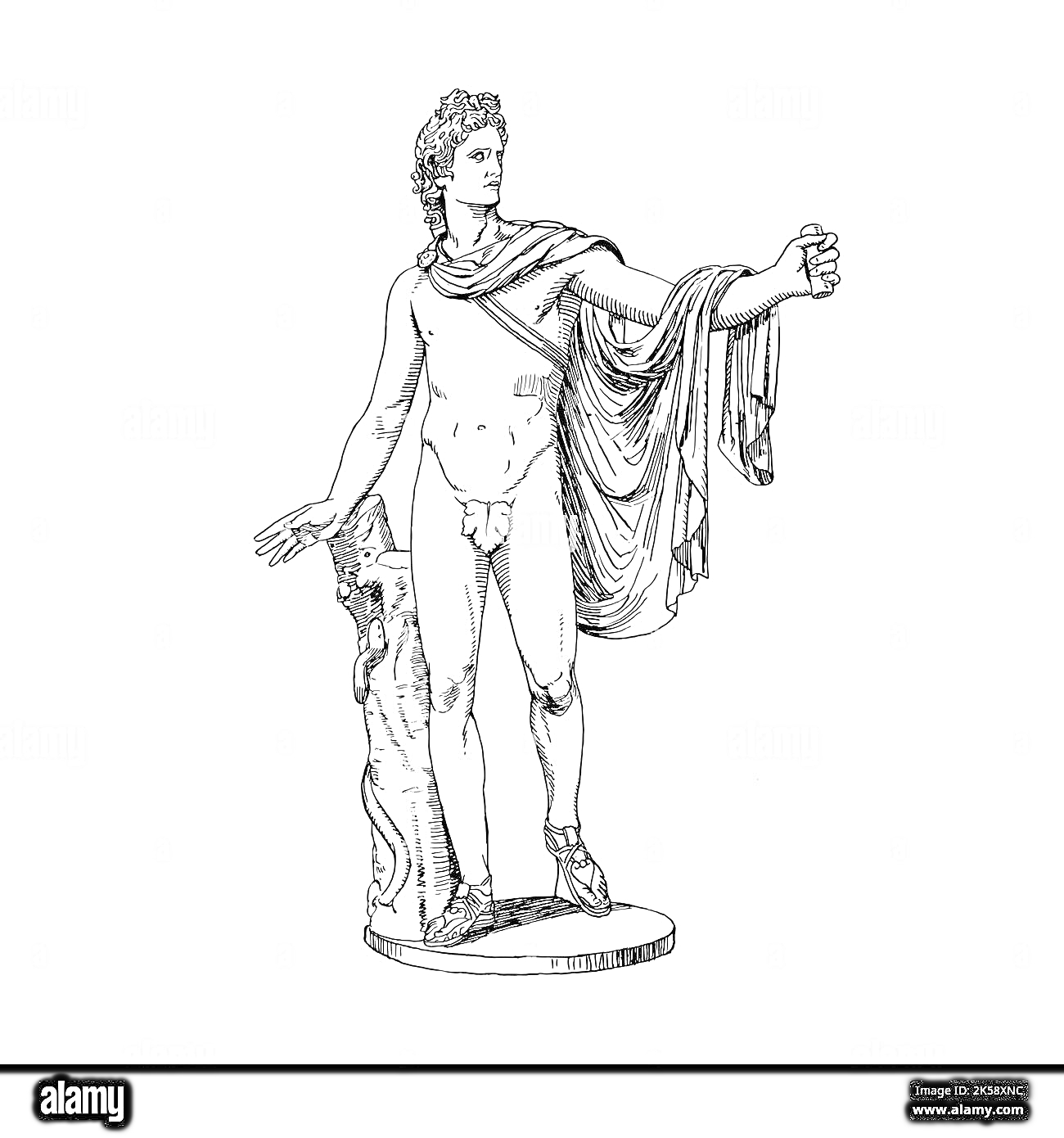 На раскраске изображено: Статуя, Древнегреческий бог, Виноградная лоза, Классическое искусство, Мифические существа