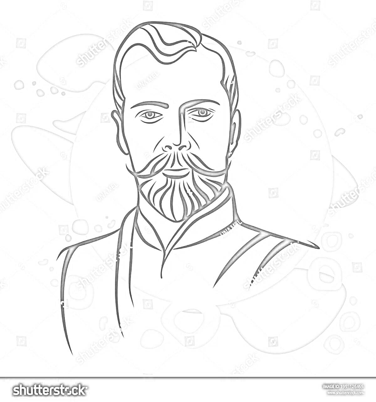 Раскраска Портрет мужчины с бородой и усами на абстрактном фоне