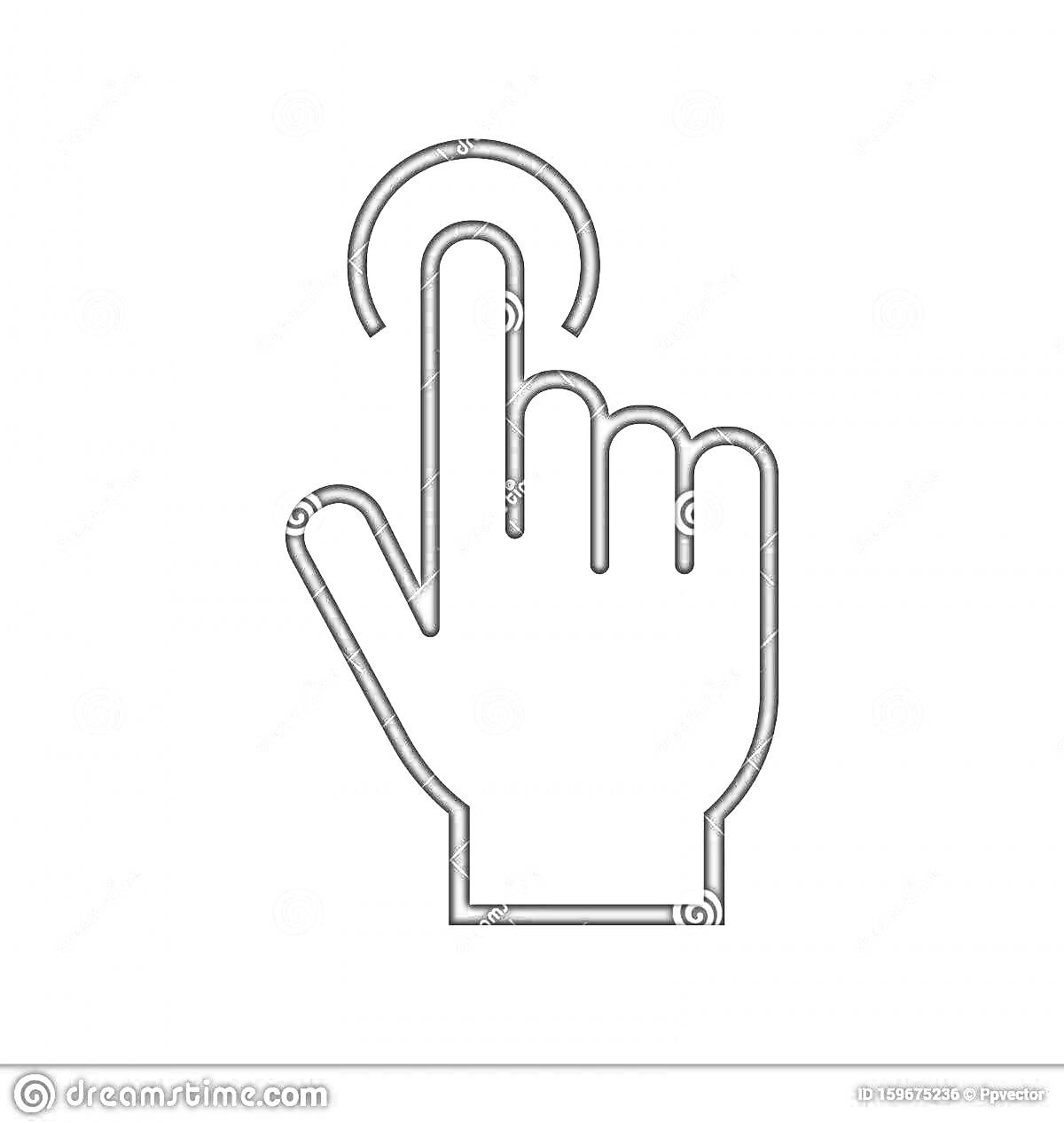 На раскраске изображено: Рука, Экран, Касание, Указательный палец, Интерфейс